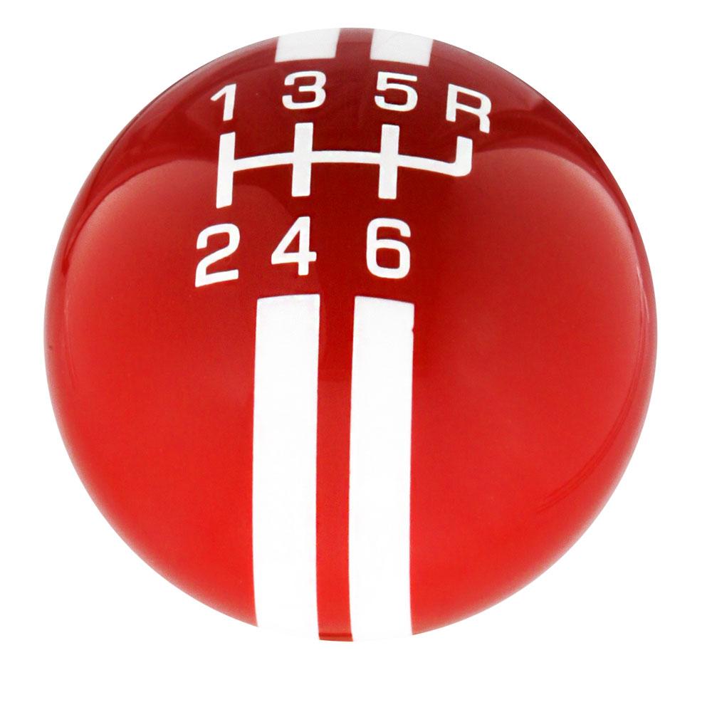 Red & White Rally Shift Round Knob Cane w/ Custom Color Ash Shaft & Collar Clearance Pices