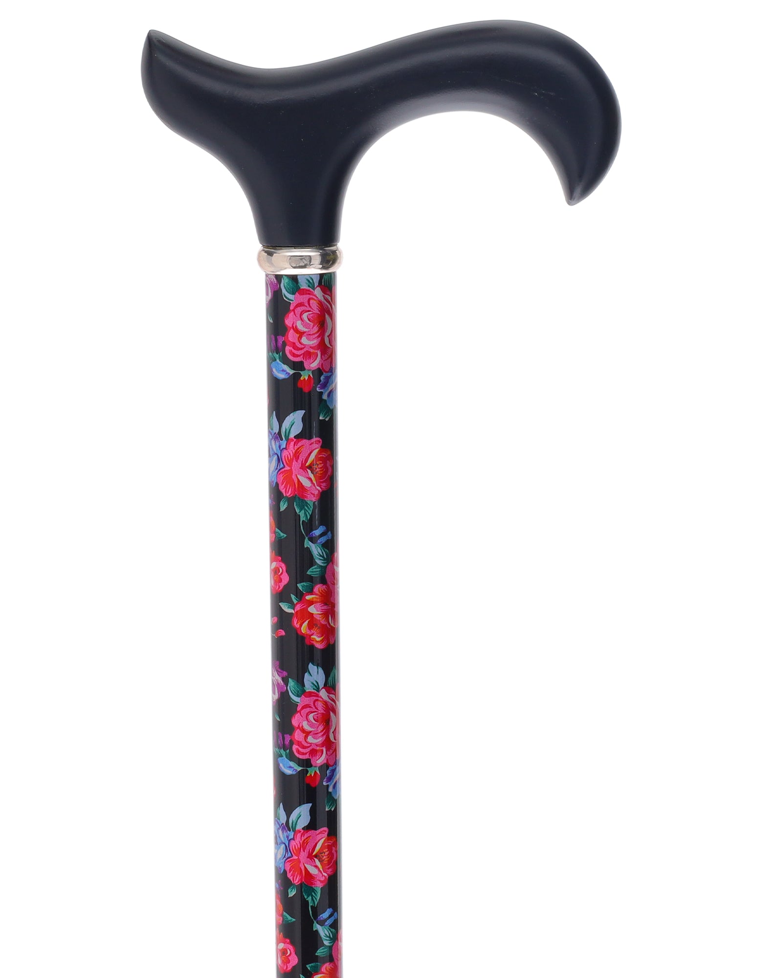 Limited single item listing: Derby Black and pink floral walking cane Online Online Free Shipping