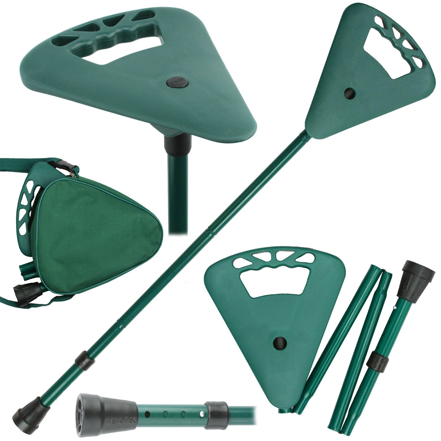 Flipstick Straight Folding Adjustable Seat Cane Green with green Bag 2025 Online