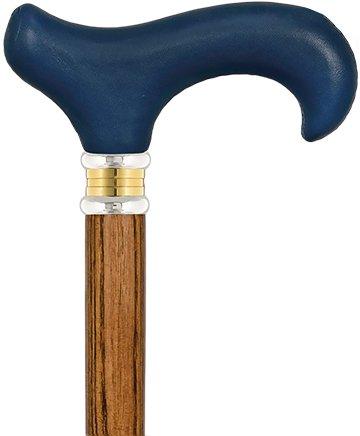 Soft Genuine Leather Grip: Blue Derby Cane, Espresso Ash Shaft Visit New