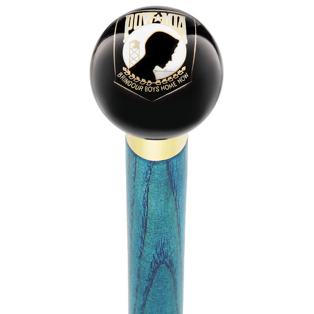 POW-MIA Black Round Knob Cane w/ Custom Color Ash Shaft & Collar With Mastercard Online