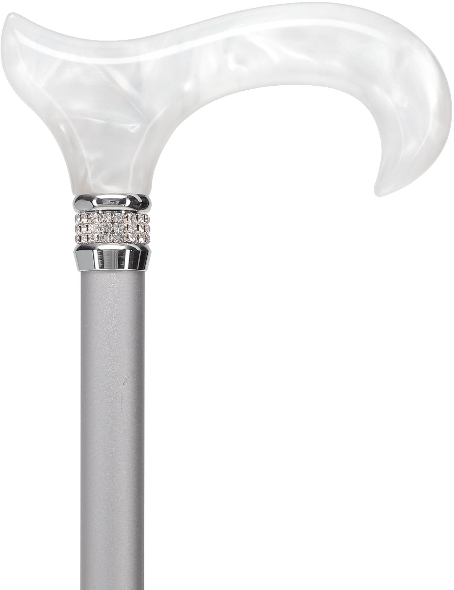 Rhinestone Designer Cane: Platinum Pearlz with White Swirl Clearance Online Amazon