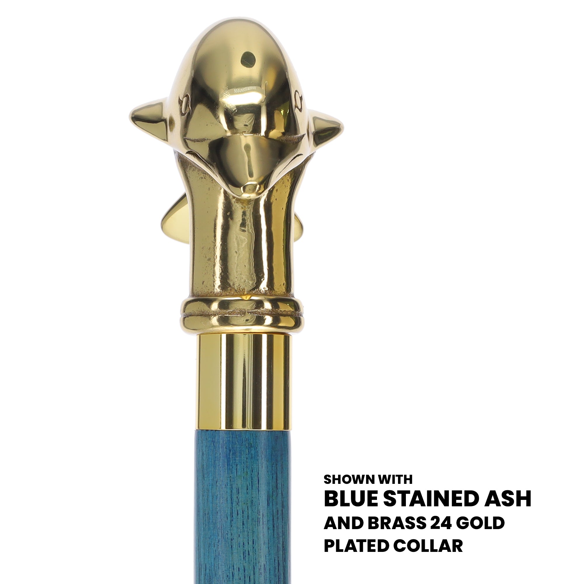 Premium Brass Dolphin Handle Cane: Stained Custom Color Shaft Where To Buy Cheap Real