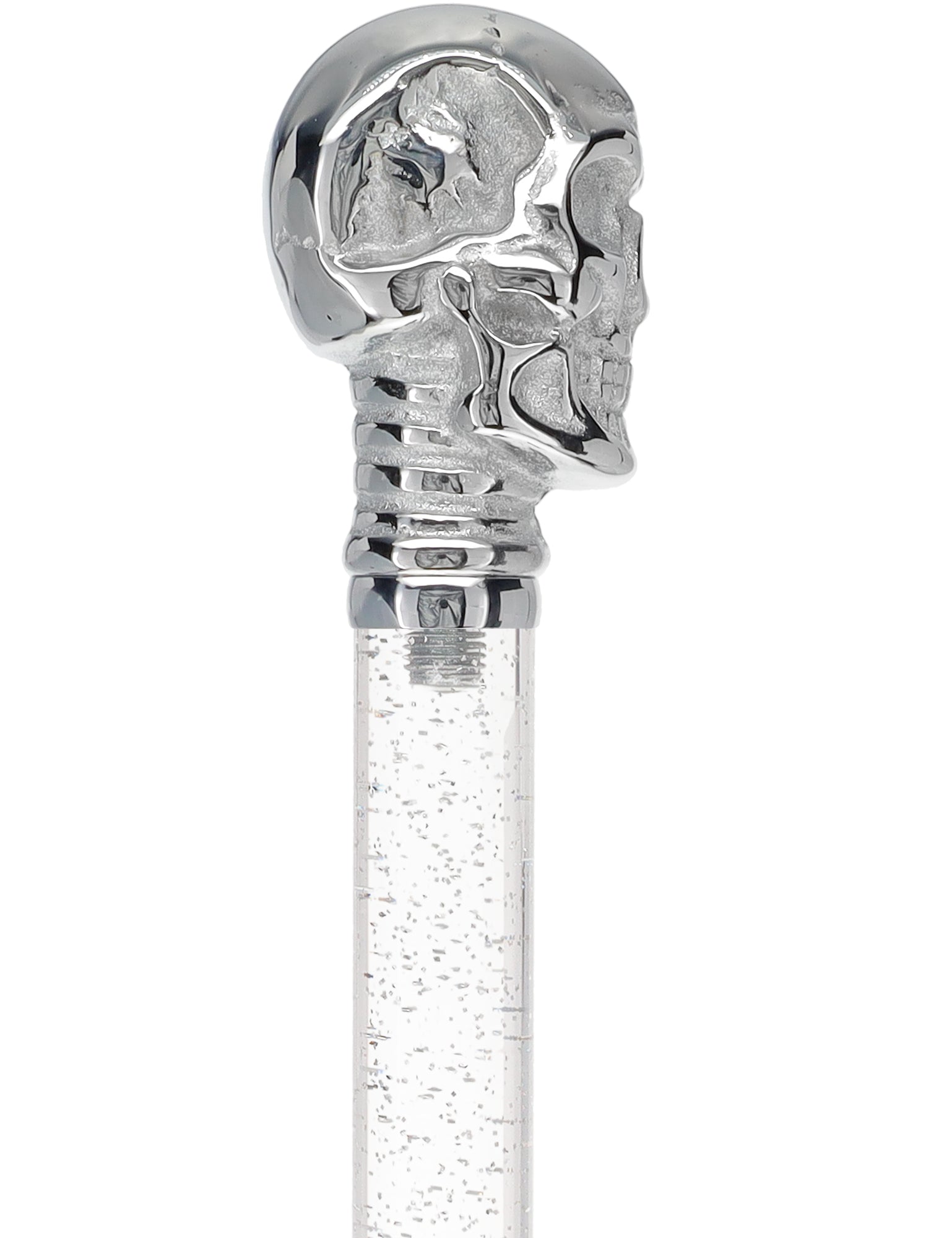 Crystal Elegance Chrome Skull Cane with Invisible Acrylic Shaft Options Free Shipping Perfect