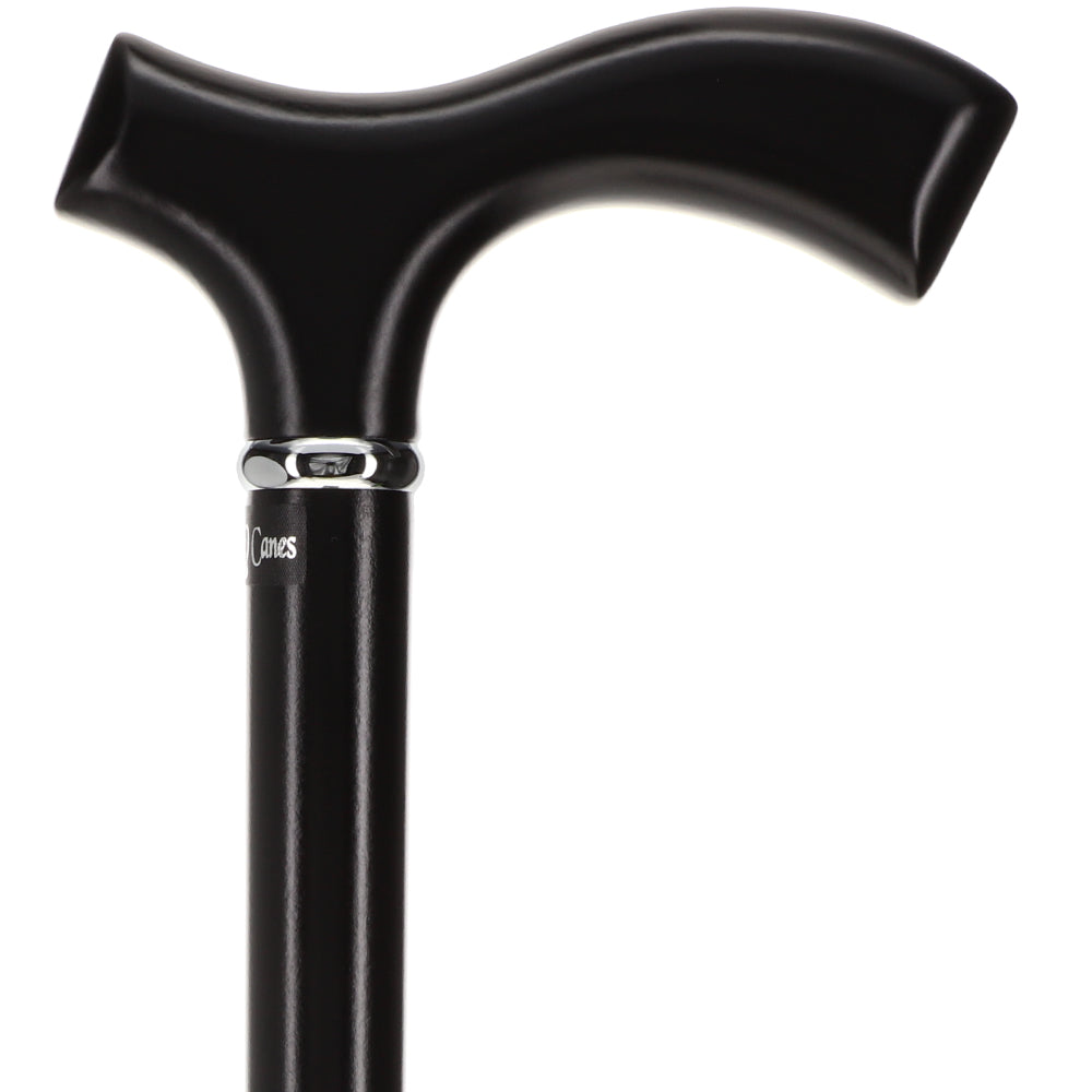 Sleek Black Fritz Walking Cane, Beechwood w/ Silver Collar Outlet Manchester