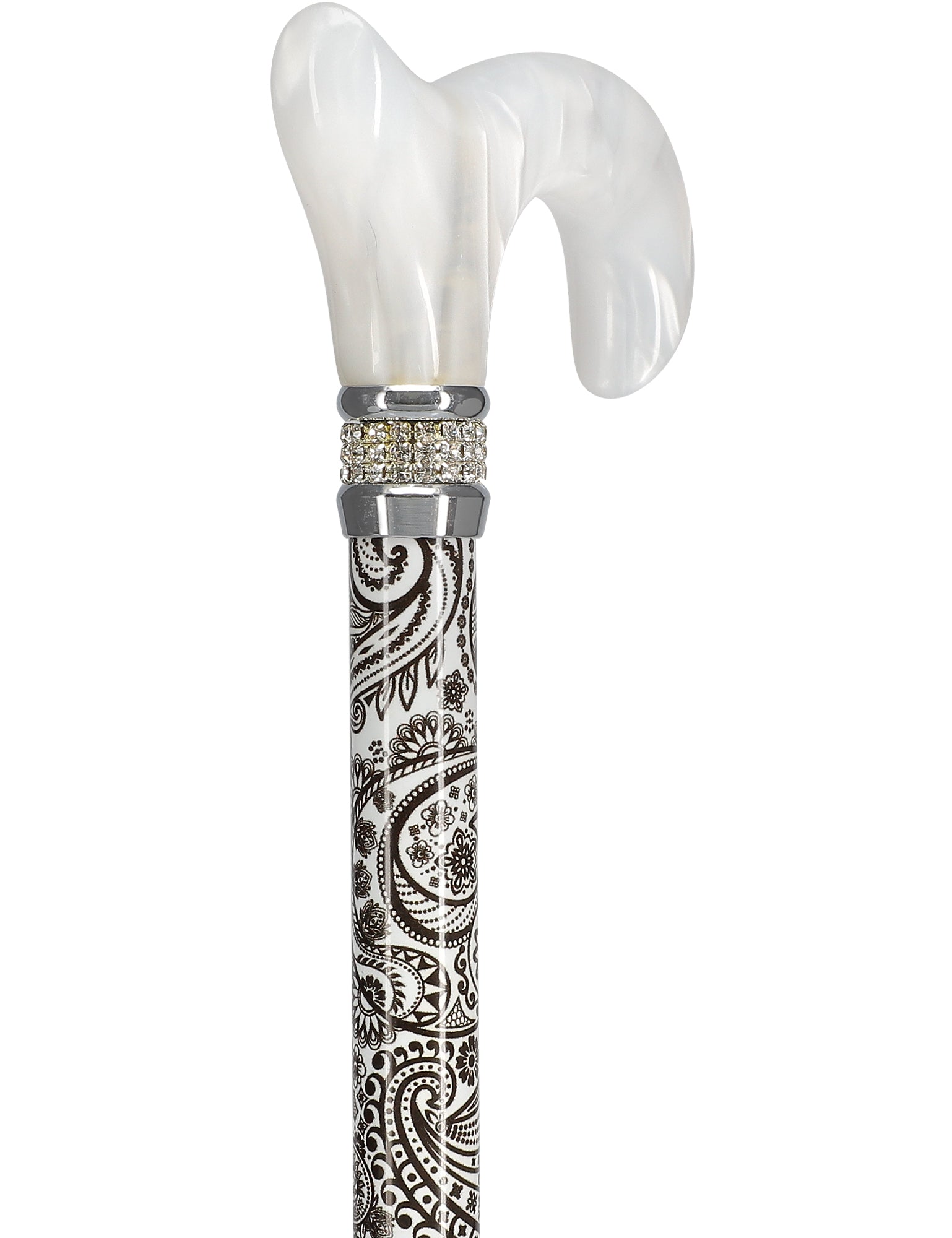 Rhinestone Designer Cane: Black & White Majesty Pearlz Visit Online