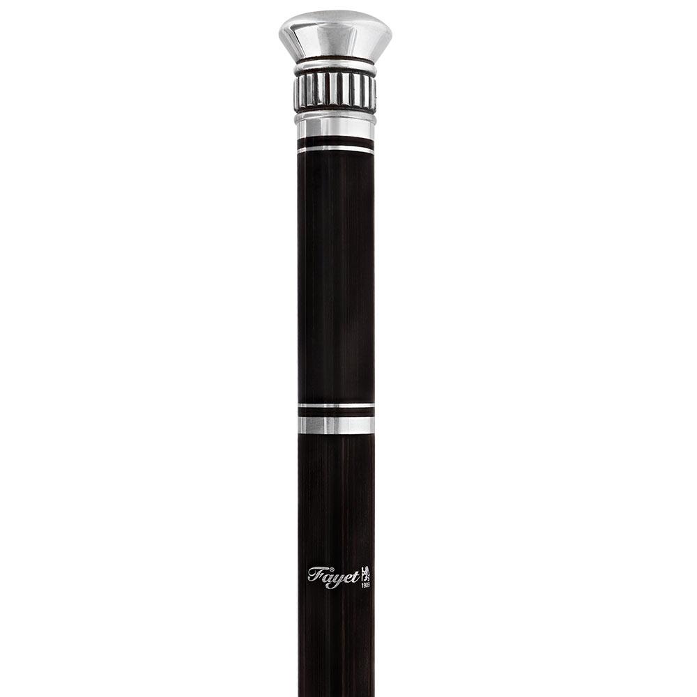 French Flask Tippling Stick: Silver Knob & Ebony-Carbon Shaft Free Shipping Inexpensive