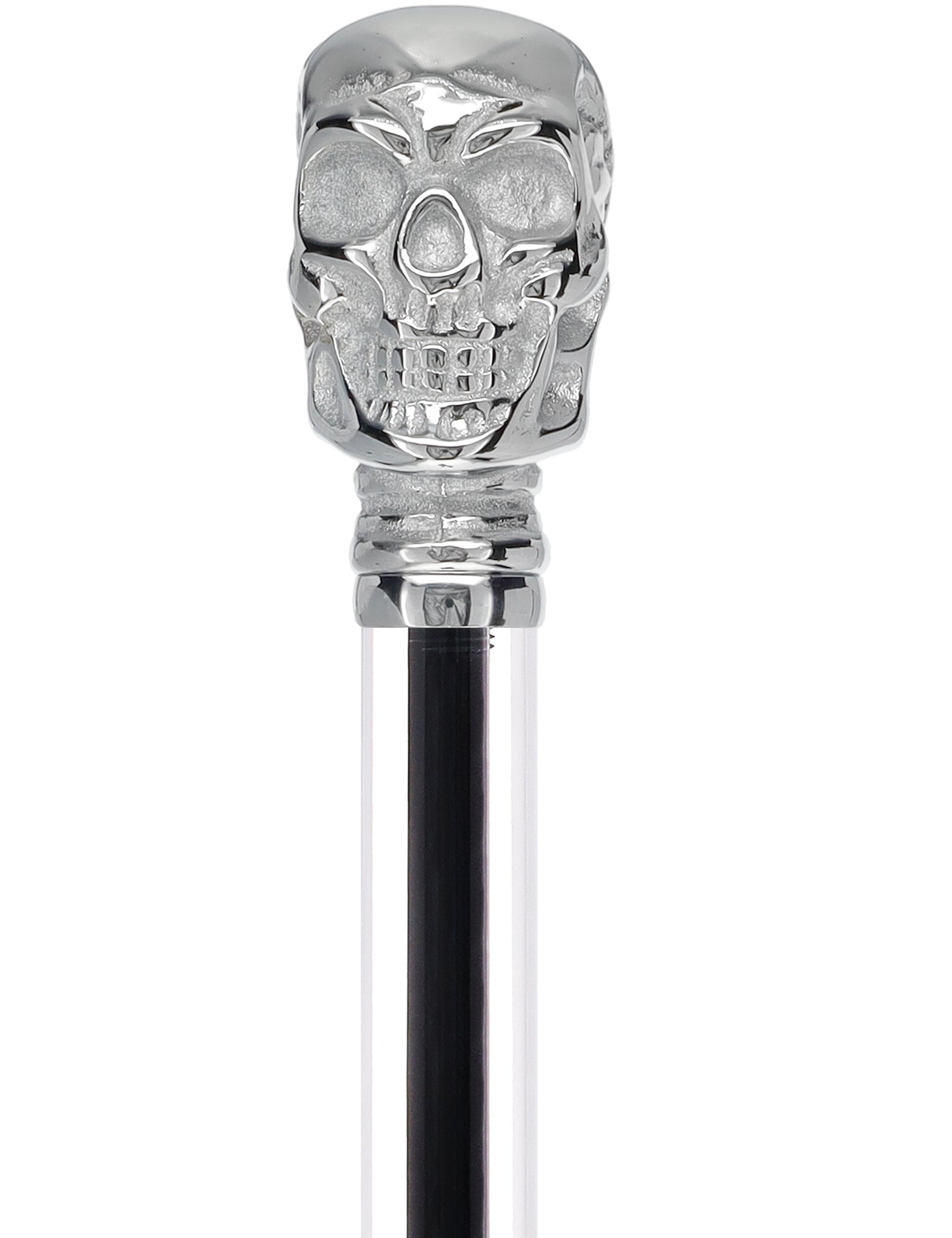 Crystal Elegance Chrome Skull Cane with Invisible Acrylic Shaft Options Free Shipping Perfect