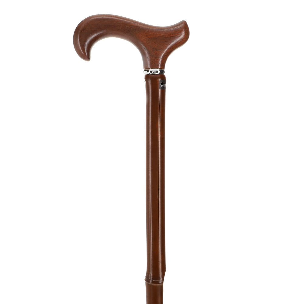 Scratch and Dent Walnut Derby Handle Cane with Dark Bamboo Shaft V2111 Real For Sale