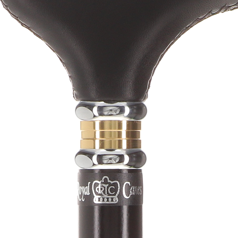 Soft Genuine Leather Grip Derby Cane: Sleek Black Beechwood Shaft Cheap Pices Authentic