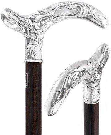 French Silver Birds of Feather Derby Cane: Stamina Wood 2025 Unisex