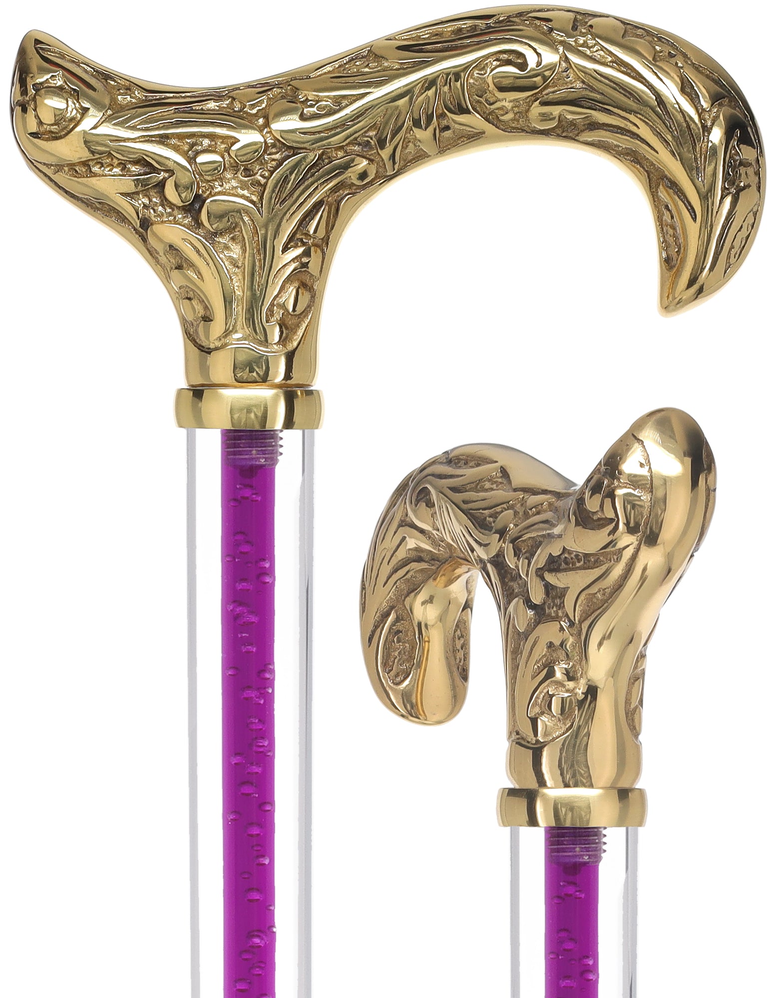 Color Crystal Elegance Brass Derby Cane with Invisible Acrylic Shaft Options Visit New Online