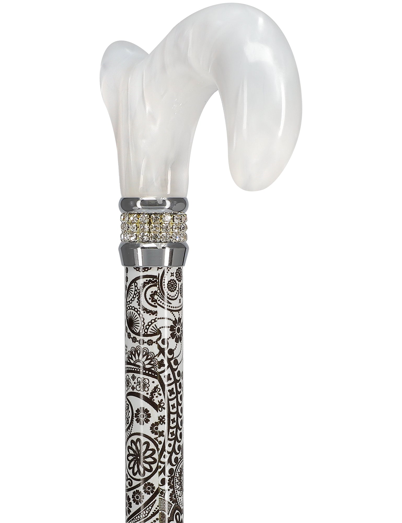 Rhinestone Designer Cane: Black & White Majesty Pearlz Visit Online