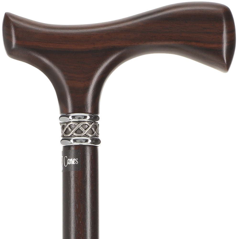 Scratch and Dent Ebony Slim Line Fritz Walking Cane With Ebony Shaft & Braided Pewter Collar V2153 Sale Visa Payment