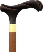 Elegantly Twisted Dark Brown Faux Wood Fritz Handle Cane w/ Custom Shaft & Collar Browse