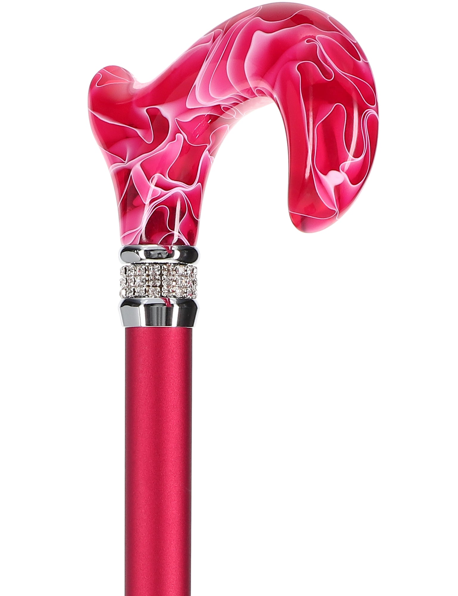 Rhinestone Designer Cane: Vibrant Magenta Red Exquisite Pearlz Discount Shop For