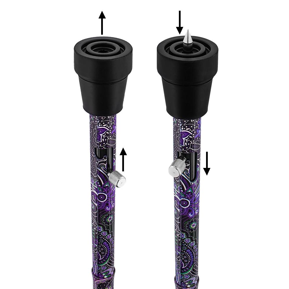 Scratch and Dent Purple Majesty Adjustable Folding Designer Derby Cane with Retractable Ice tip V2227 Visit New Sale Online