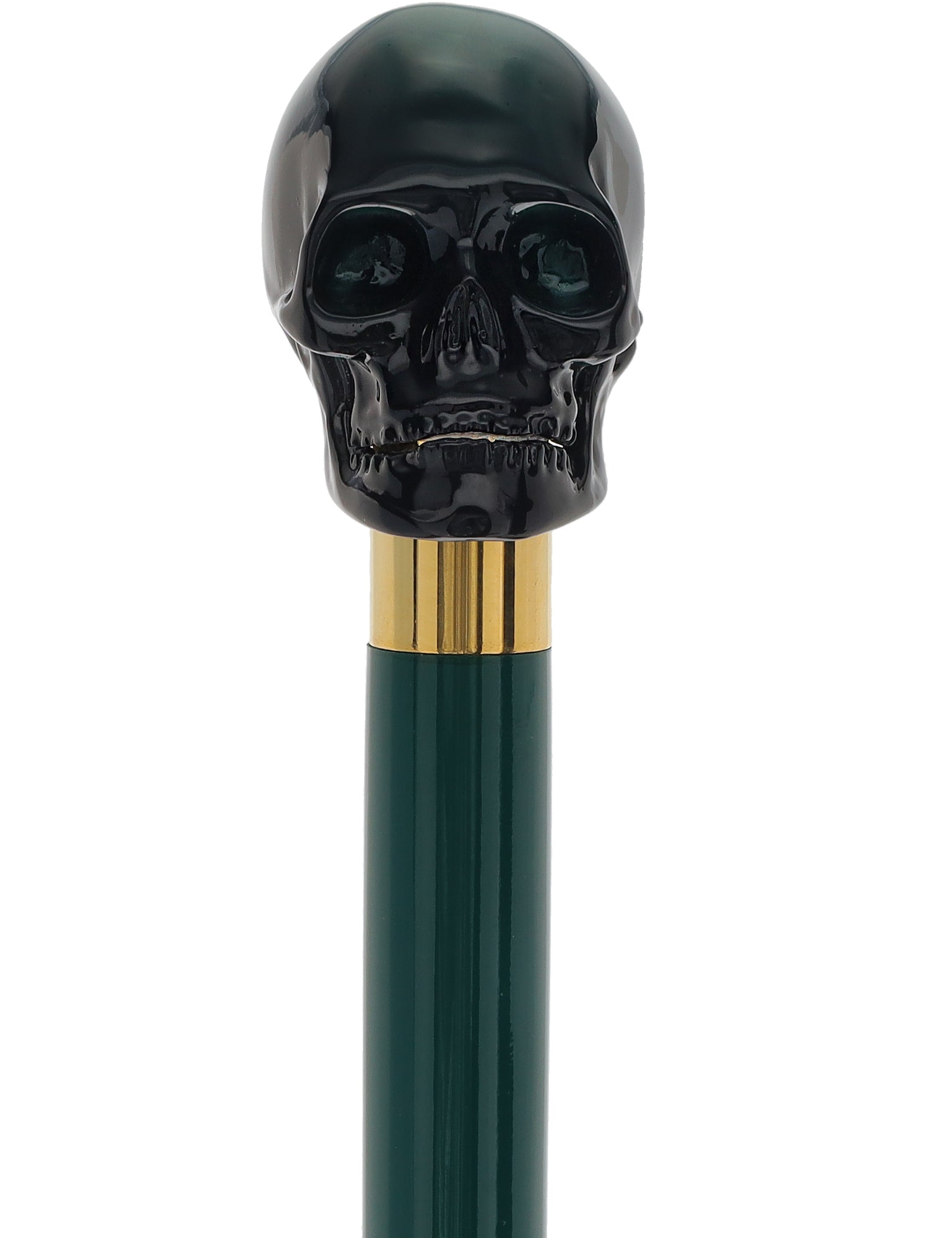 Shaded Green Skull Walking Stick with Green Beech wood shaft Visit New Online