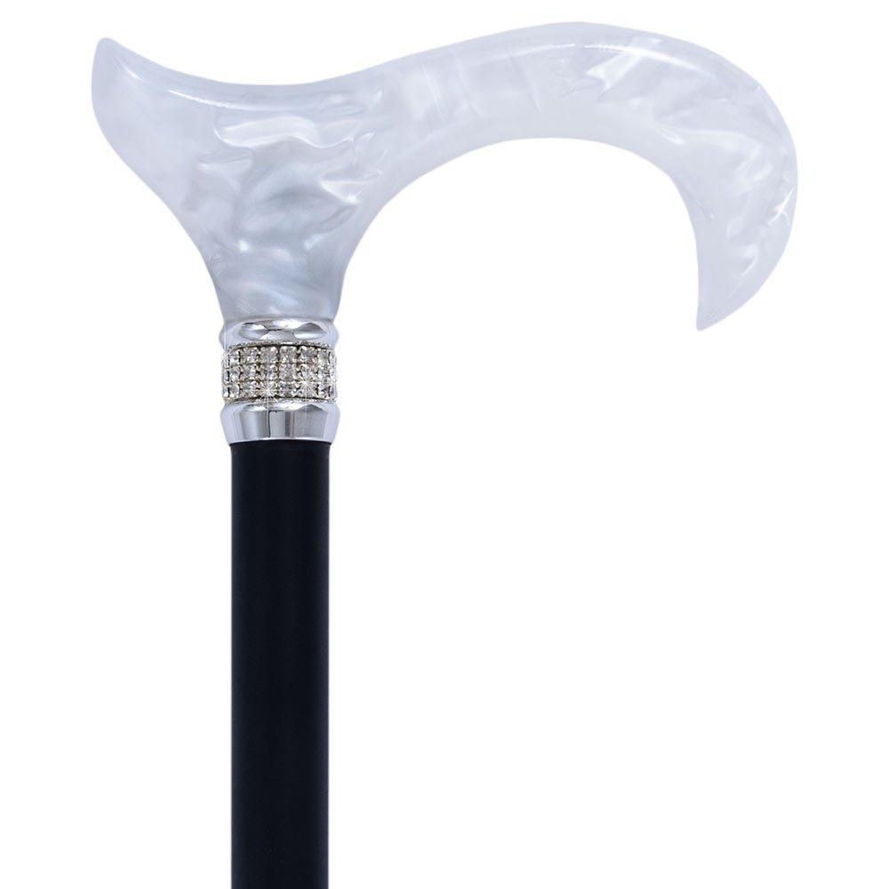 Rhinestone Pearlz Designer Folding Cane: Elegant Black & White Free Shipping Best Place