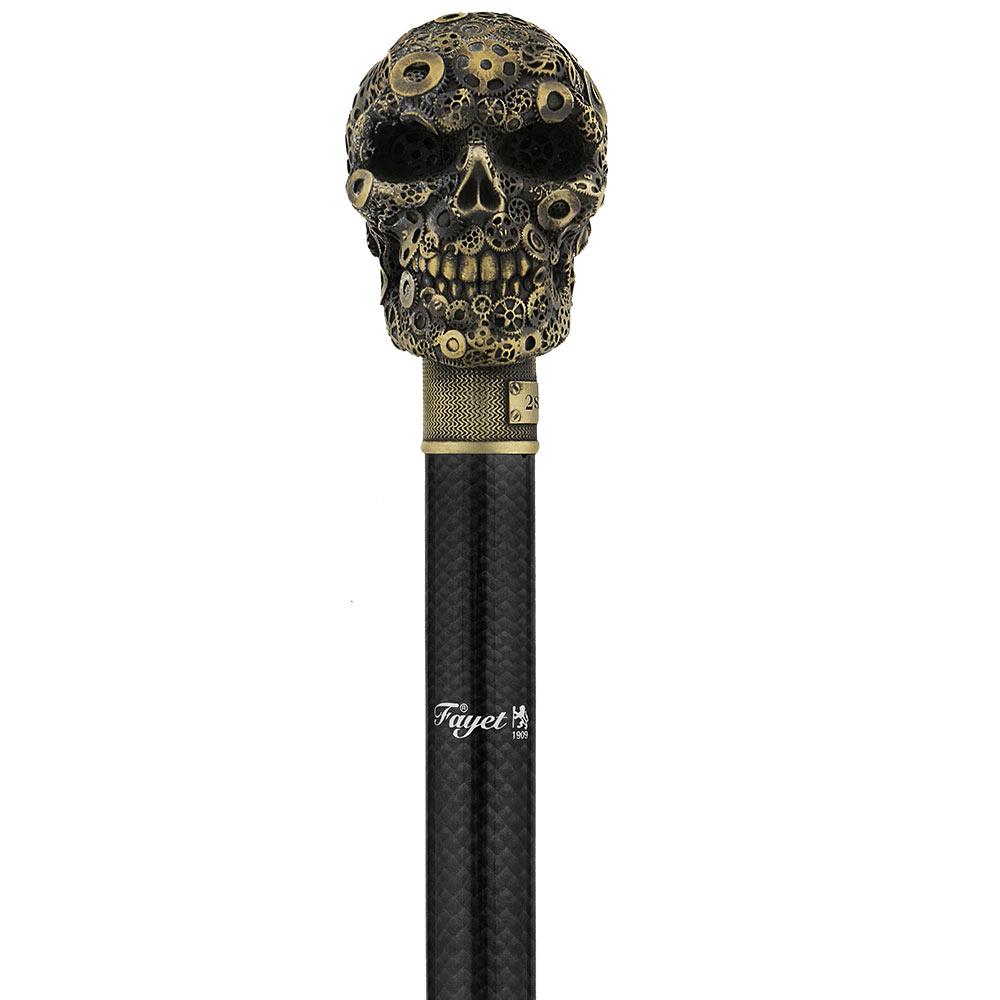 French Steampunk Gears & Skull Cane: Carbon Fiber by 2 Saints Cheap Sale Countdown Package