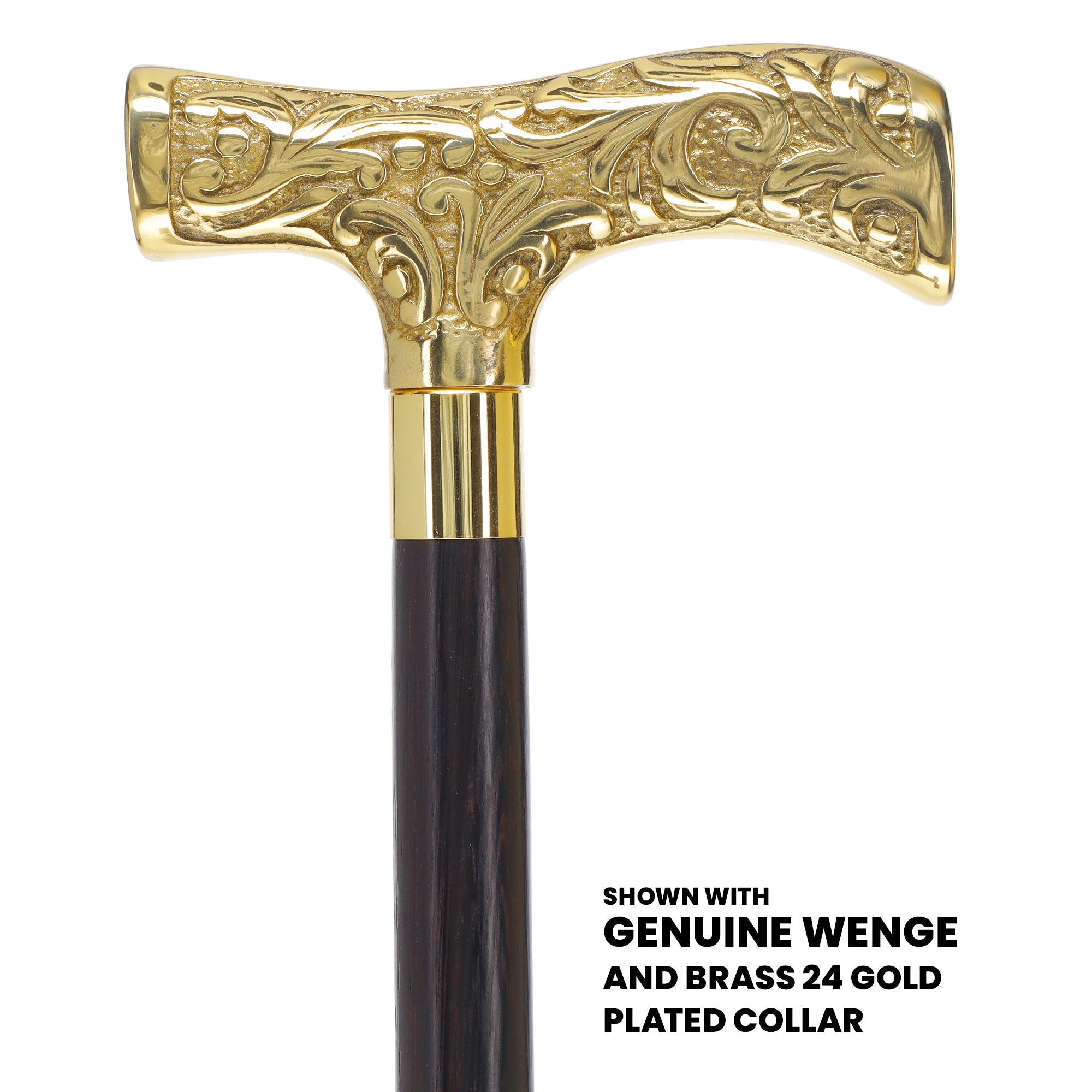 Premium Brass T-shaped Handle Walking Cane: Custom Shaft & Collar Sale Online Online