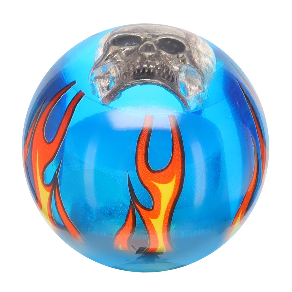 Blue Flame with Skull Round Knob Cane w/ Custom Color Ash Shaft & Collar Free Shipping Cost
