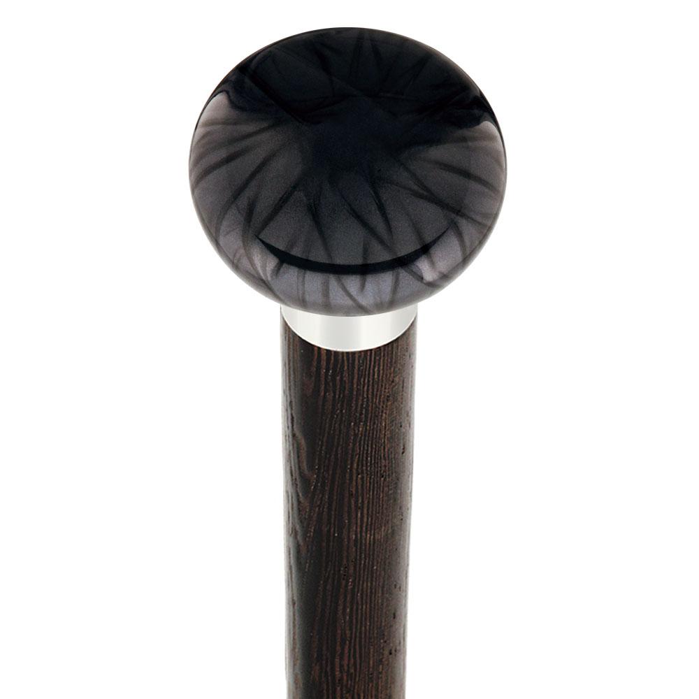 Nostalgia Pearl Black Flat Top Cane w/ Custom Wood Shaft & Collar For Cheap Pice