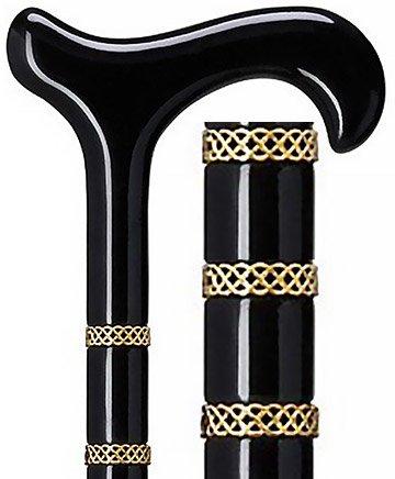 Gold & Black Derby Cane: Braided Design, Double Collar Outlet Reliable