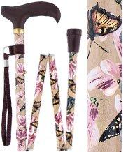 Scratch & Dent Lily and Butterfly Folding Adjustable Derby Walking Cane V1290 Cheap Best Sale