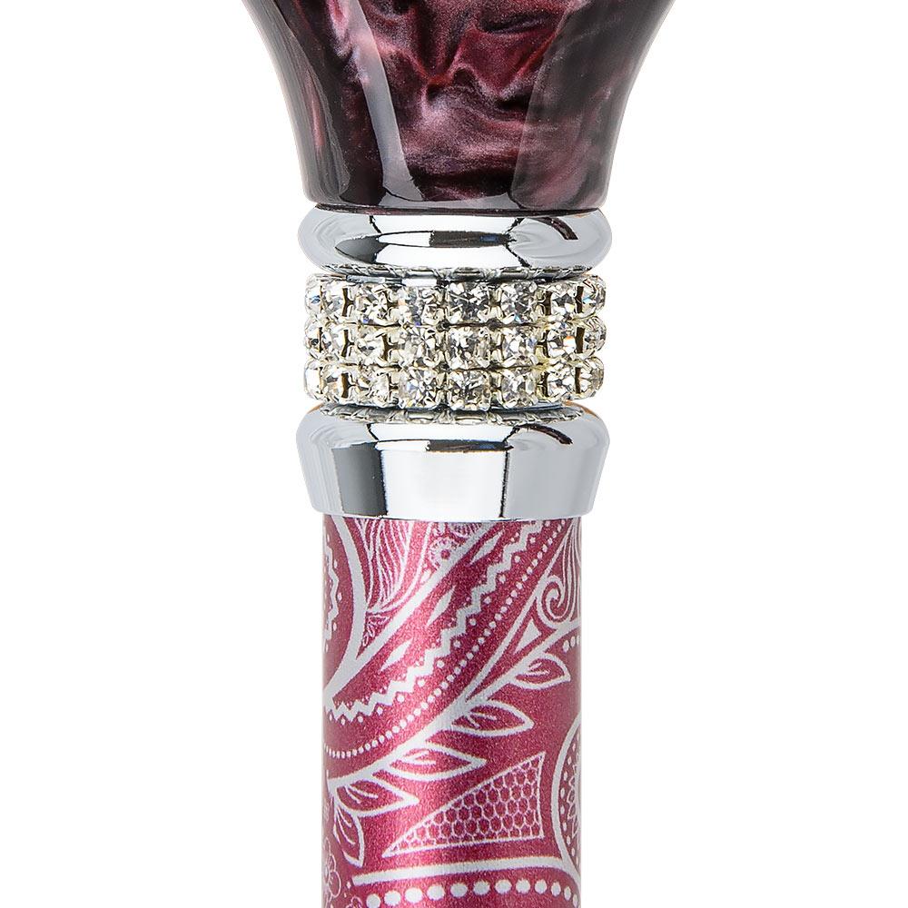 Scratch and Dent Scarlet Pearlz w/ Rhinestone Collar and Scarlet Swirl Designer Adjustable V1723Cane With Credit Card Free Shipping