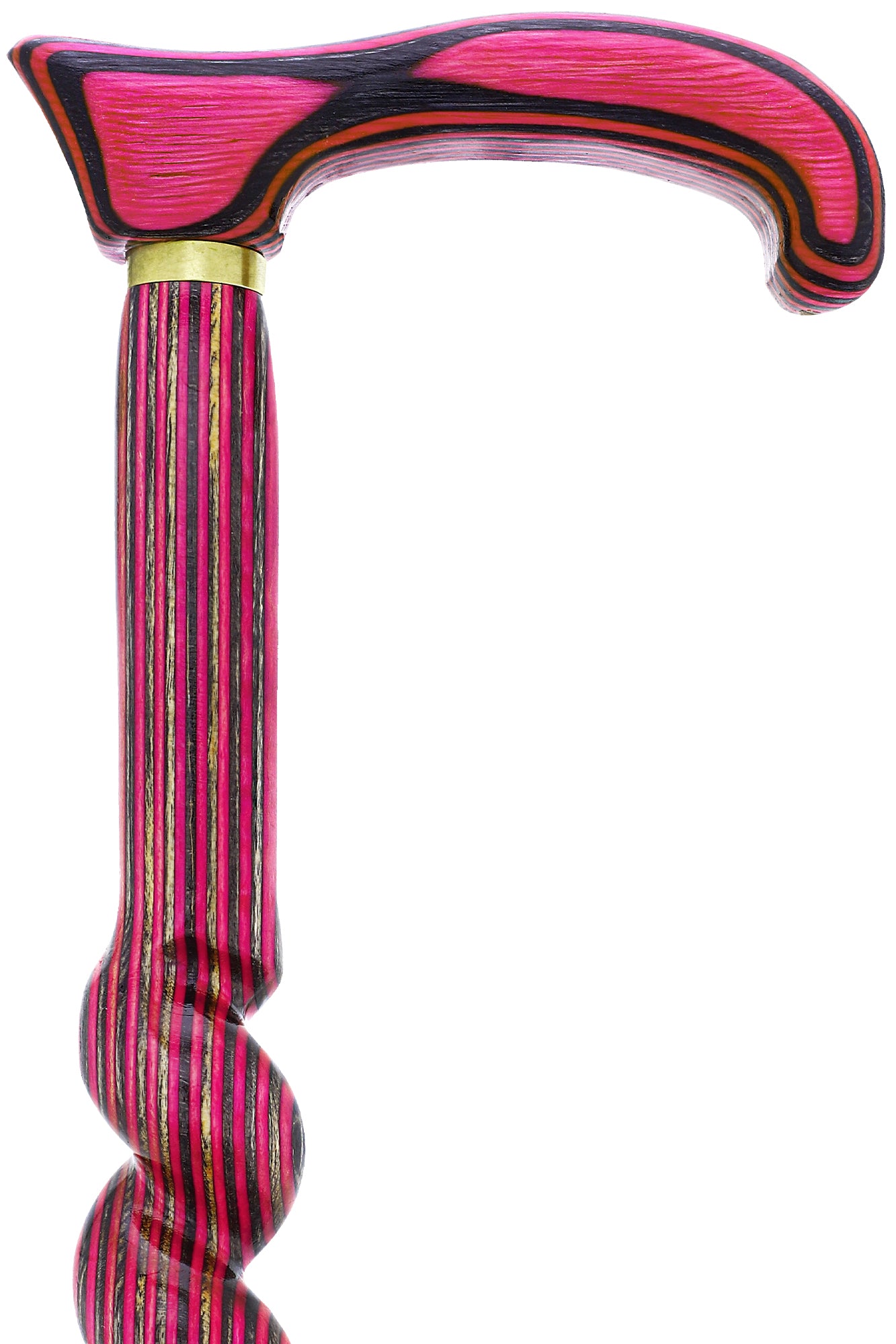 USA-Made Twisted Spiral Cane: Pink & Black Vibrant Laminate 100% Authentic