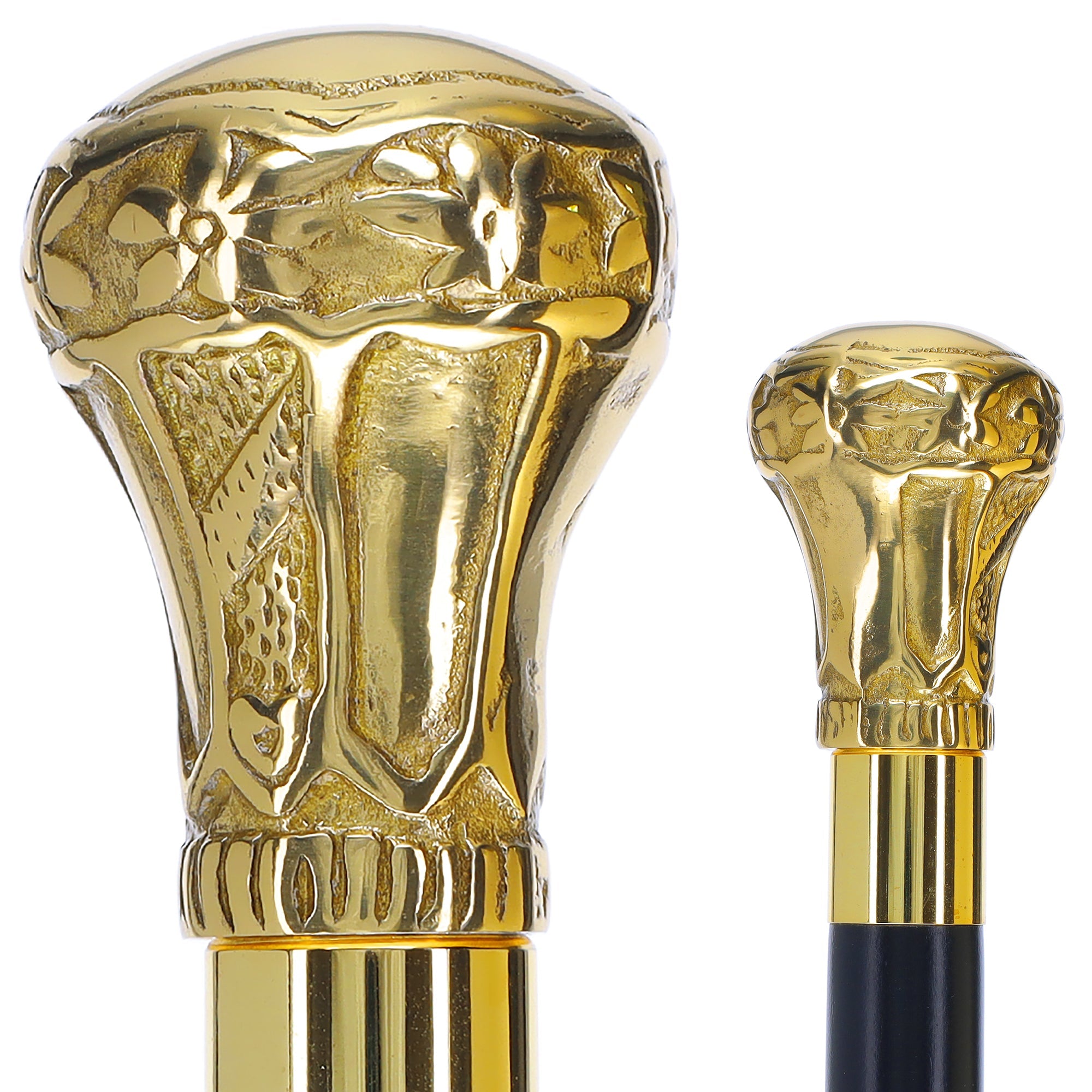 Scratch and Dent Brass Knob Handle Walking Cane w/ Brown Beechwood Shaft and Aluminum Gold Collar V3149 Cheap With Mastercard