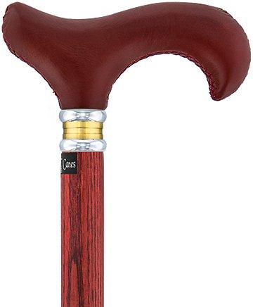 Scratch and Dent Red Leather Derby Walking Cane w/ Red Stained Ash Wood Shaft and Two-tone Collar V2243 Clearance Ebay