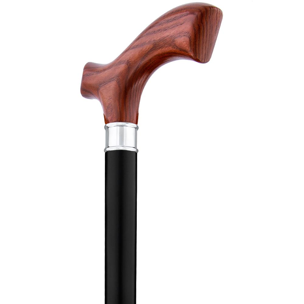 Scratch & Dent XL Genuine Mahogany Ash Fritz Cane w/ Black Beechwood Shaft & Silver collar V1298 With Paypal Cheap Pice