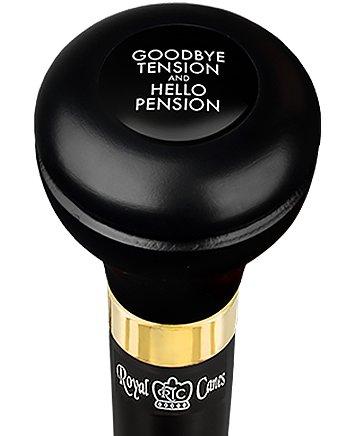 Good Bye Tension Hello Pension Flask Walking Stick w/ Black Beechwood Shaft & Pewter Collar Sale Cheap Online