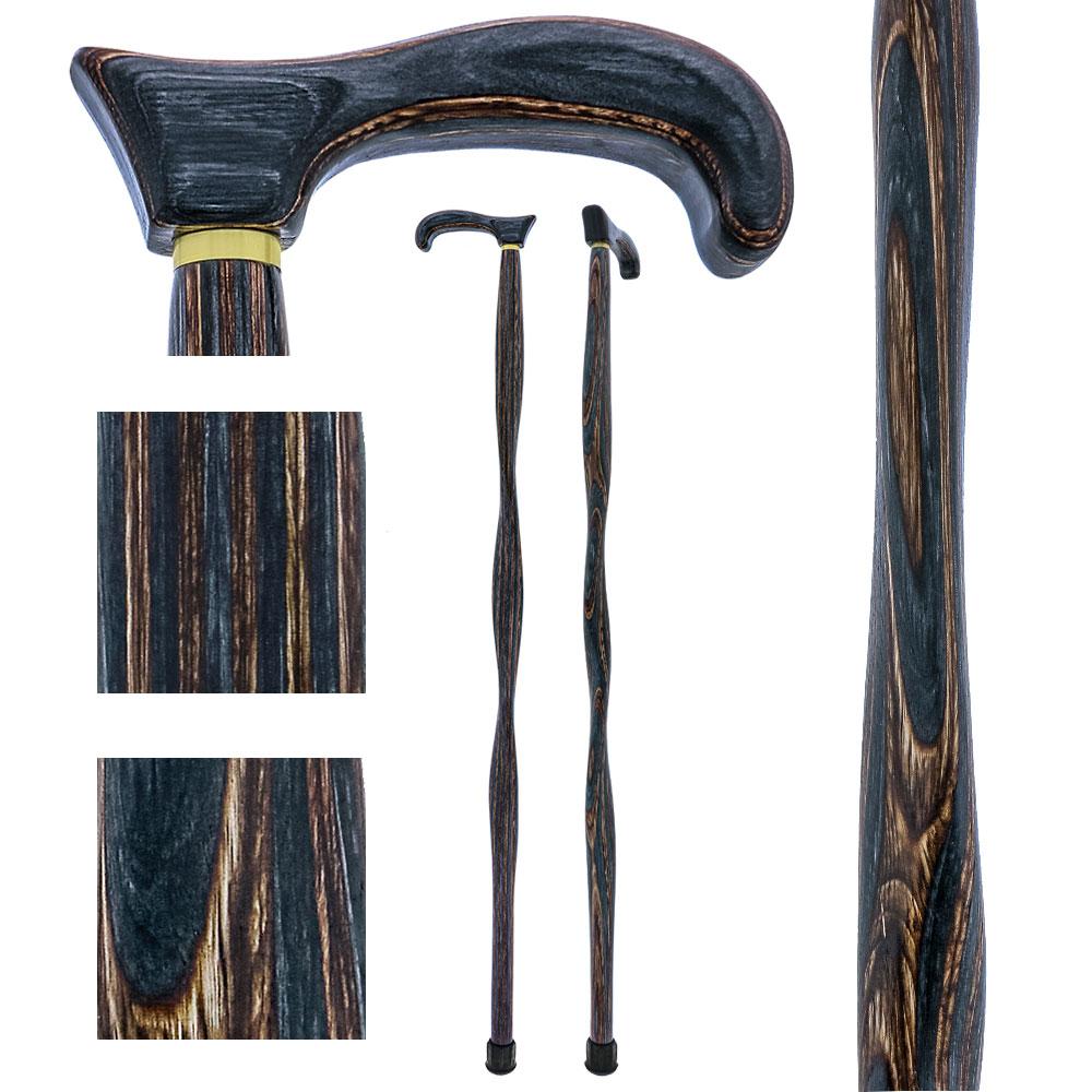 USA-Made Twisted Gunstock Cane: Black & Brown: Stylish Laminate Cheap Sale 100% Authentic