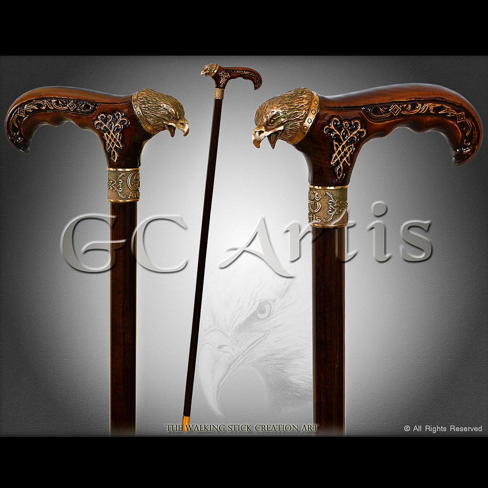 Eagle Head: Bronze Artisan Intricate Detail Design Cane Websites Online