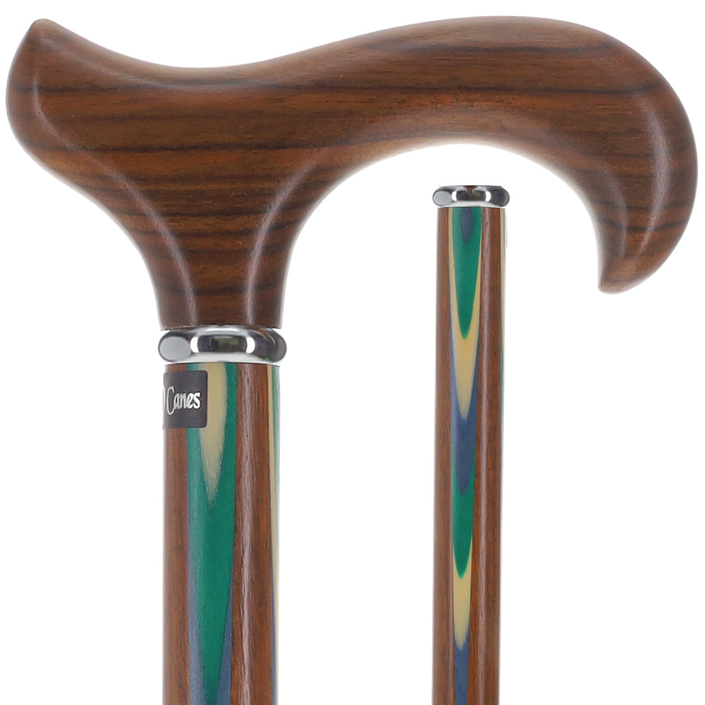 Green & Blue Inlaid Derby: Ovangkol Shaft Colorwood Inlay Buy Cheap Clearance