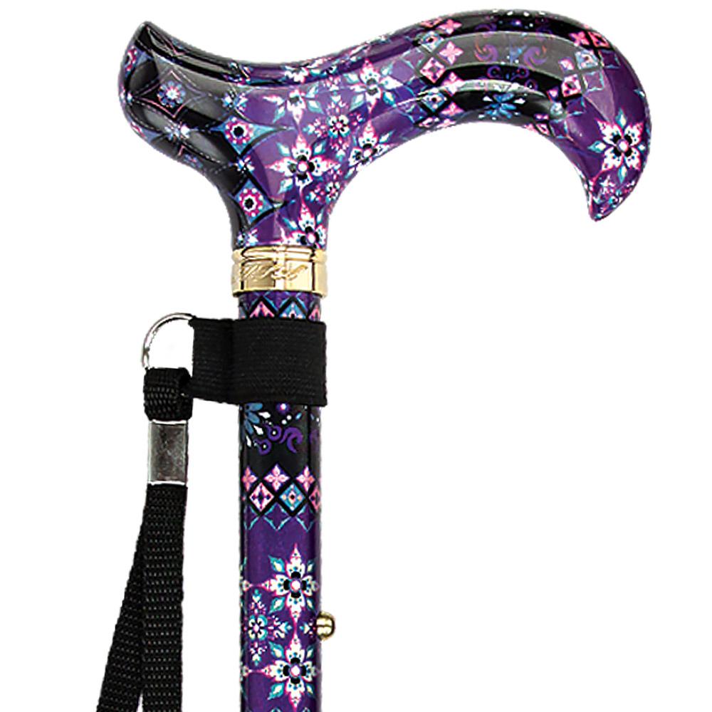 Pretty Purple Designer Folding Cane w/ SafeTbase Adjustable Sale Great Deals