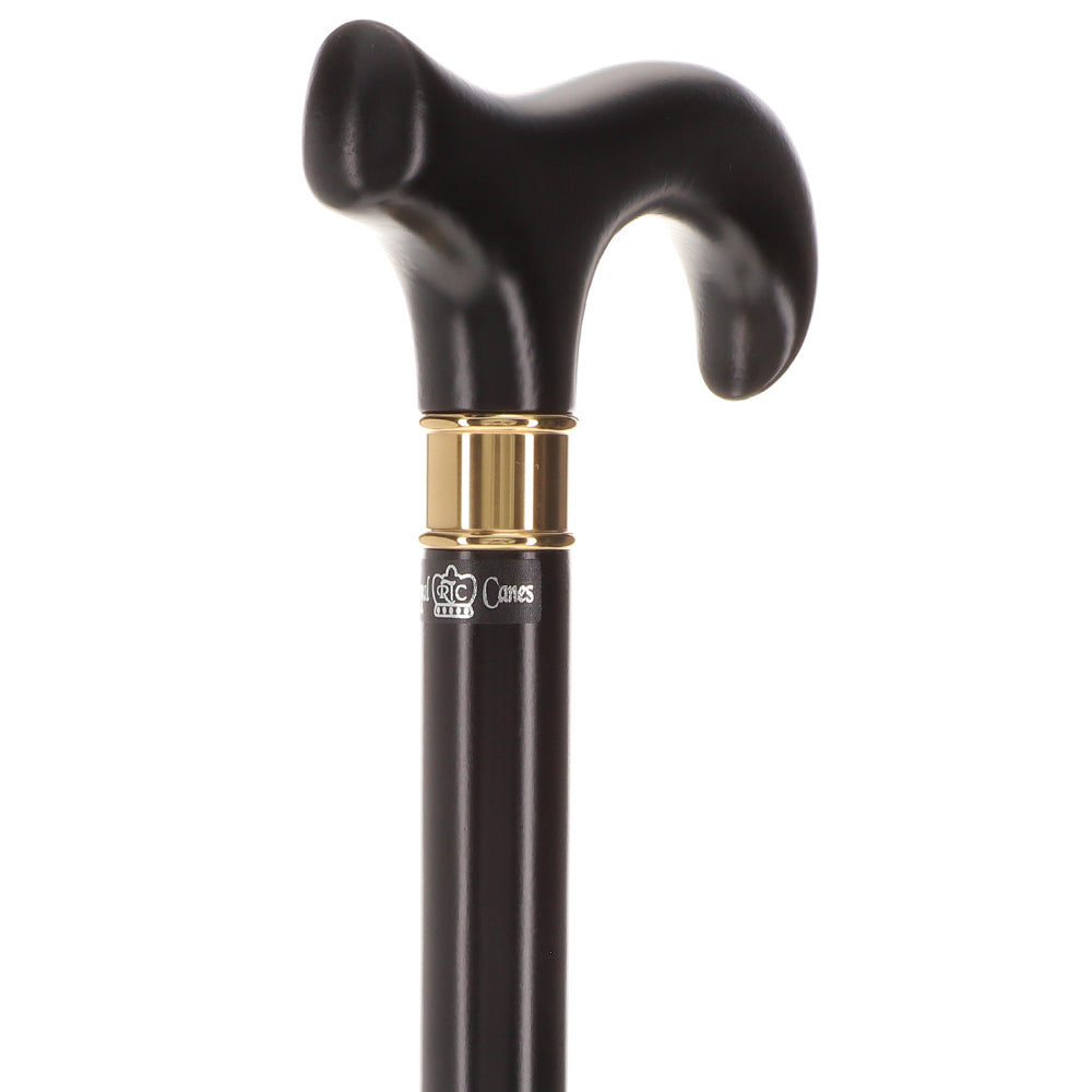 Super Strong Sleek Black Derby Cane - Beechwood & Brass Fast Delivery Online