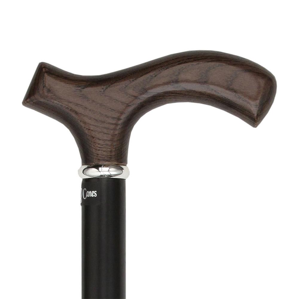 Scratch & Dent Black Ash Fritz Walking Cane With Black Beechwood Shaft and Silver Collar V1488 Sale Good Selling