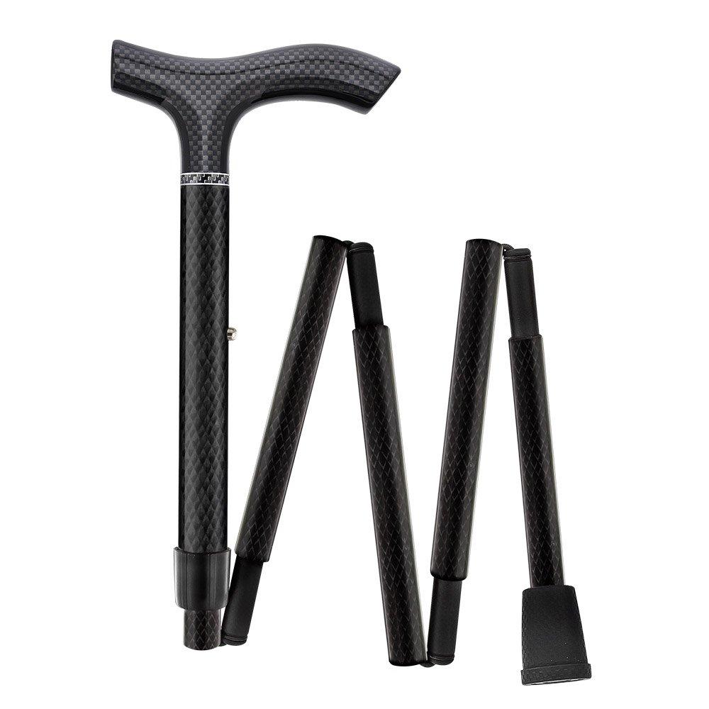 Scratch and Dent Black Triple Wound Carbon Fiber Mini Folding & Adjustable Fritz Walking Cane V1729 Clearance For Nice