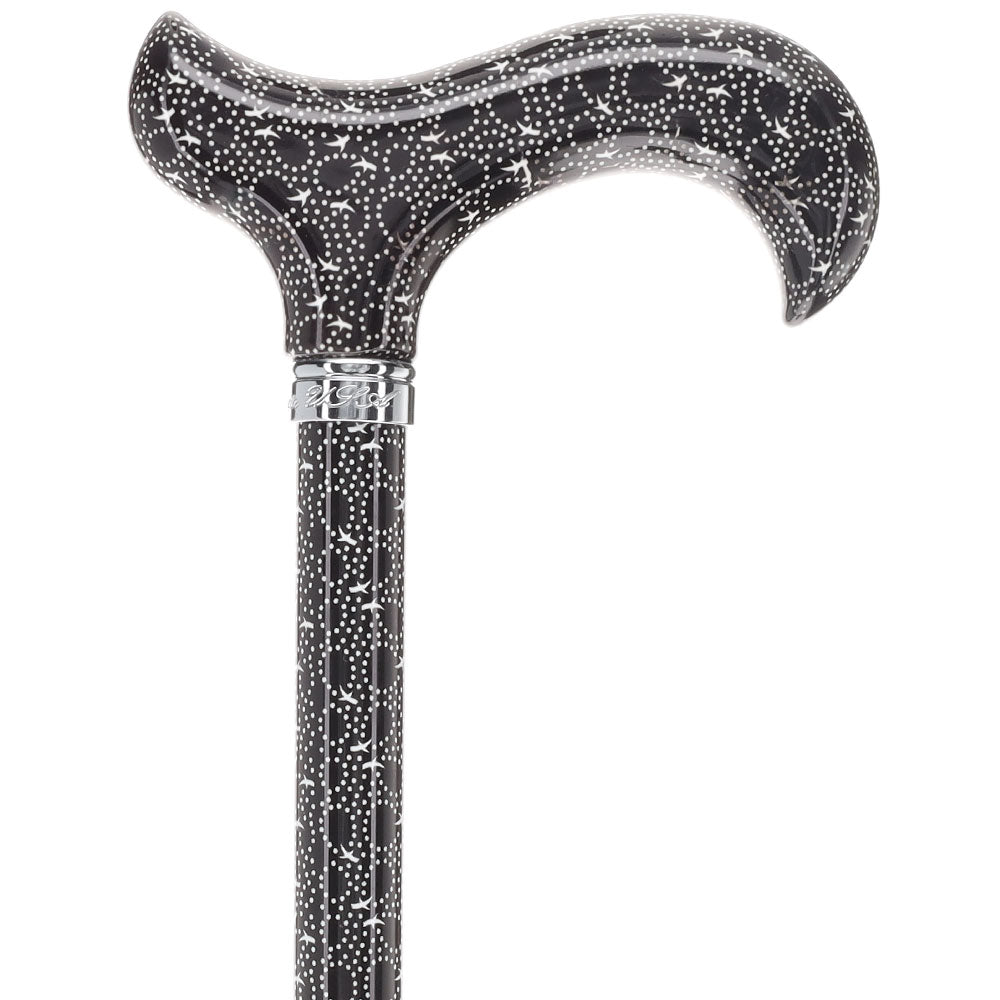 Midnight Rain: Designer Adjustable Cane / Patterned Handle Discount For Nice