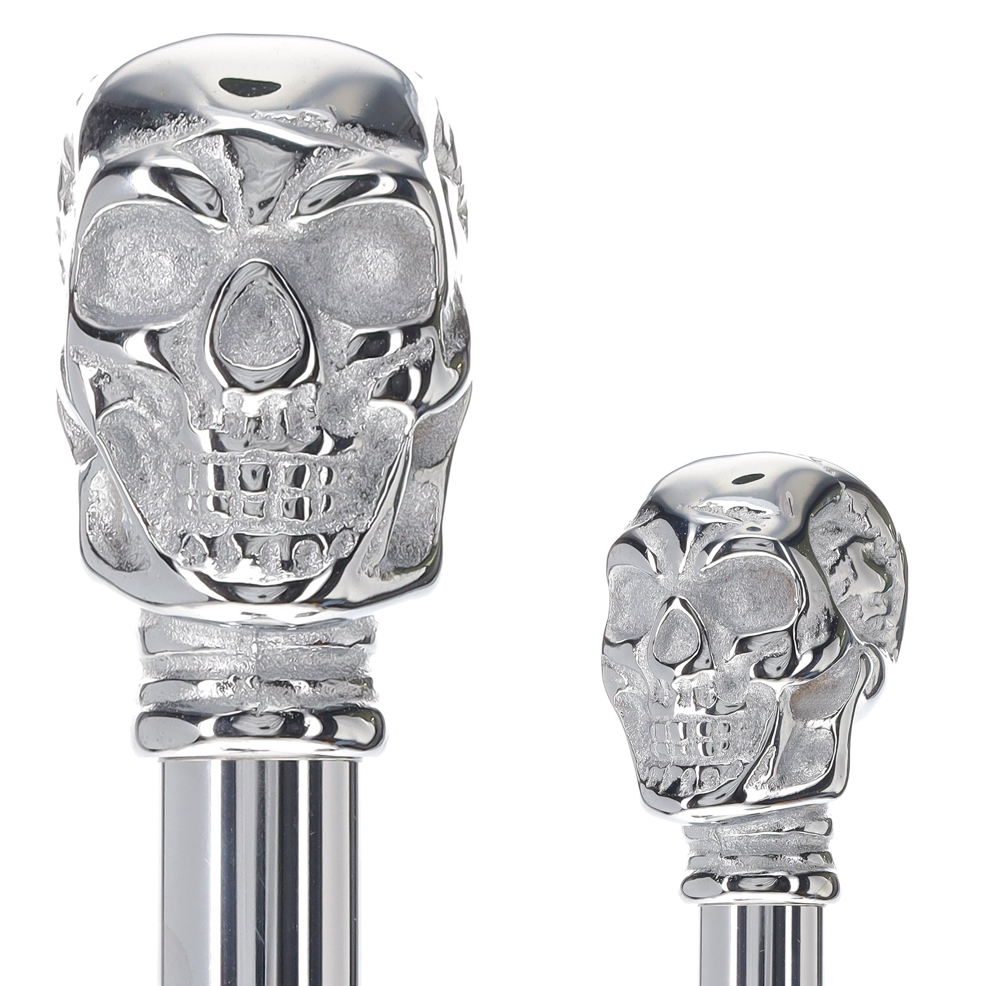 Skull Premium Chrome Brass Handle Cane: Custom Shaft & Collar Free Shipping Best Seller