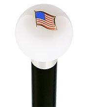 USA Flag White Round Knob Cane w/ Custom Wood Shaft & Collar In China Cheap Online