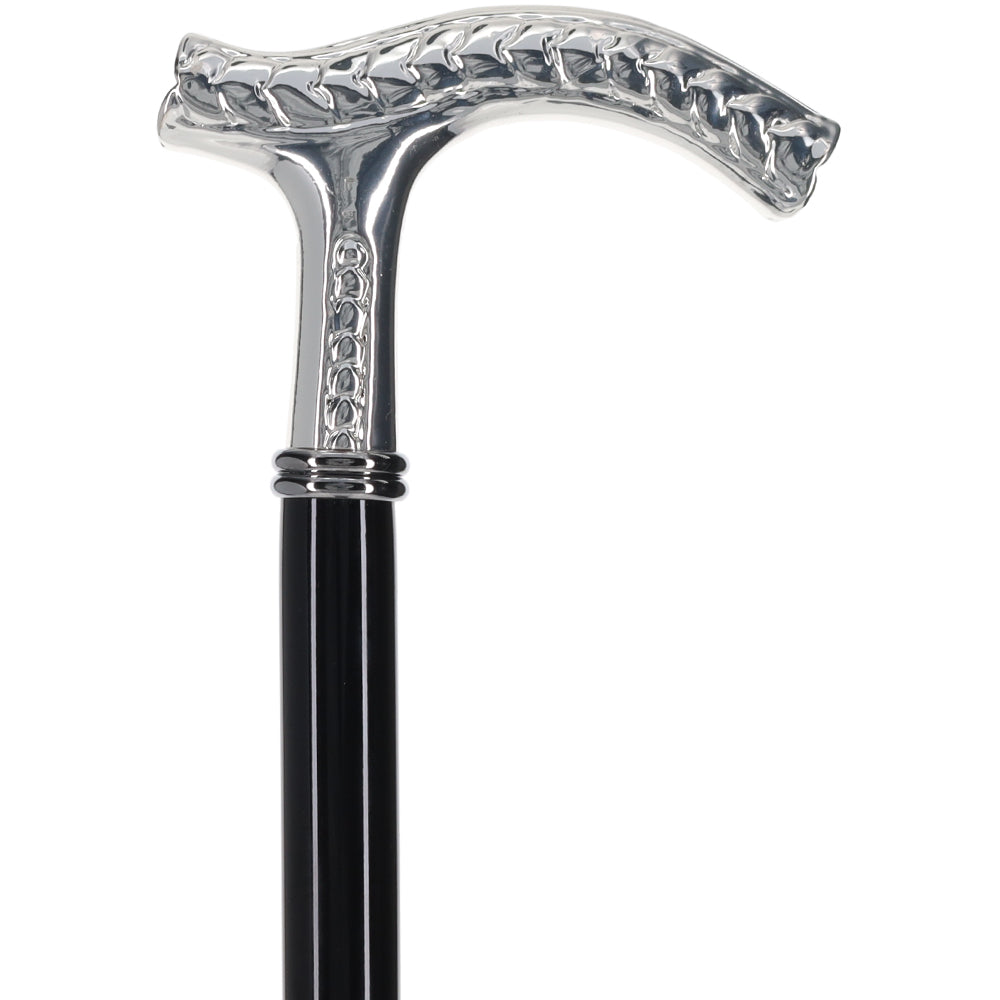 Italian Luxury: Embossed Leaves Cane, Crafted in 925r Silver 2025 Sale Online