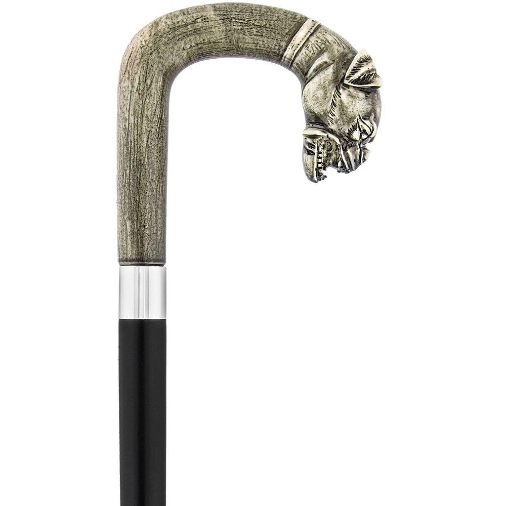 Grey Gargoyle Imitation Stone Tourist Walking Cane - Italian Handle w/ Custom Shaft and Collar Fake Cheap Online