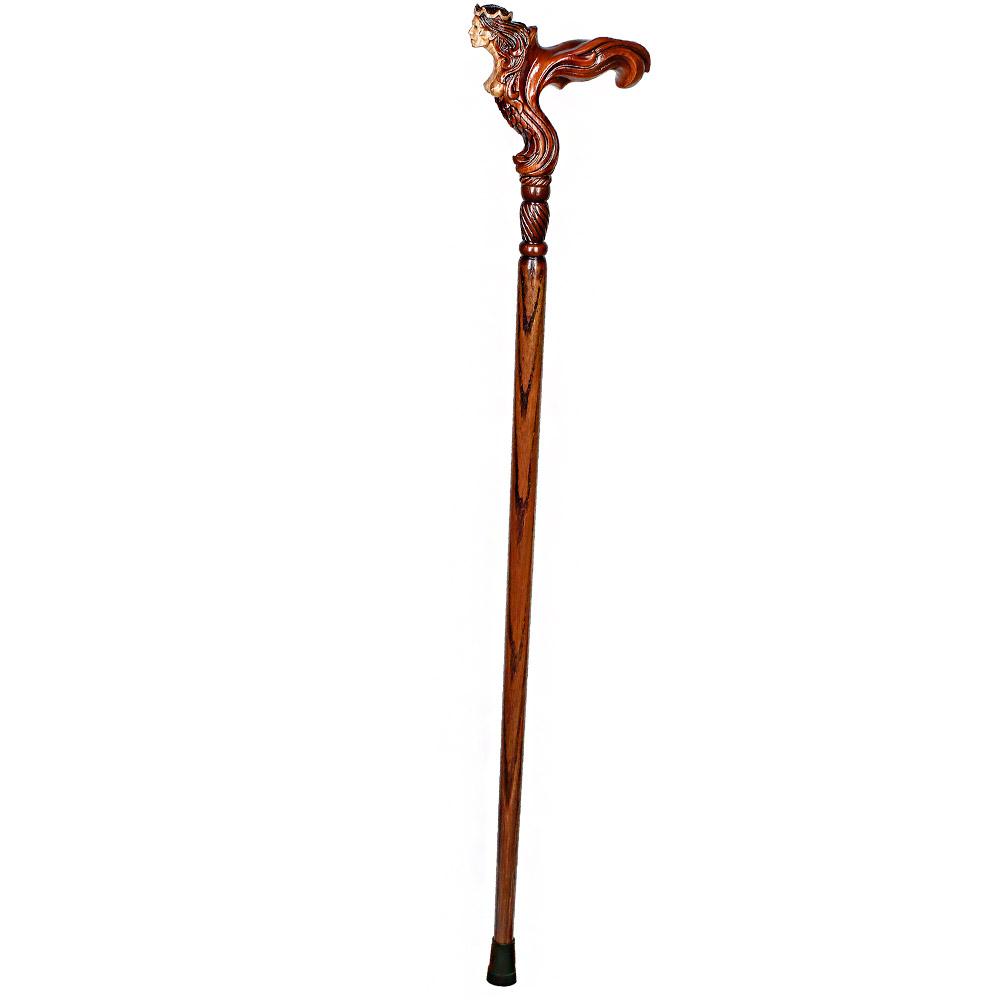 Syrin: Artisan Intricate Handcarved Wood Cane (Right Hand) Cheapest Pice For Sale