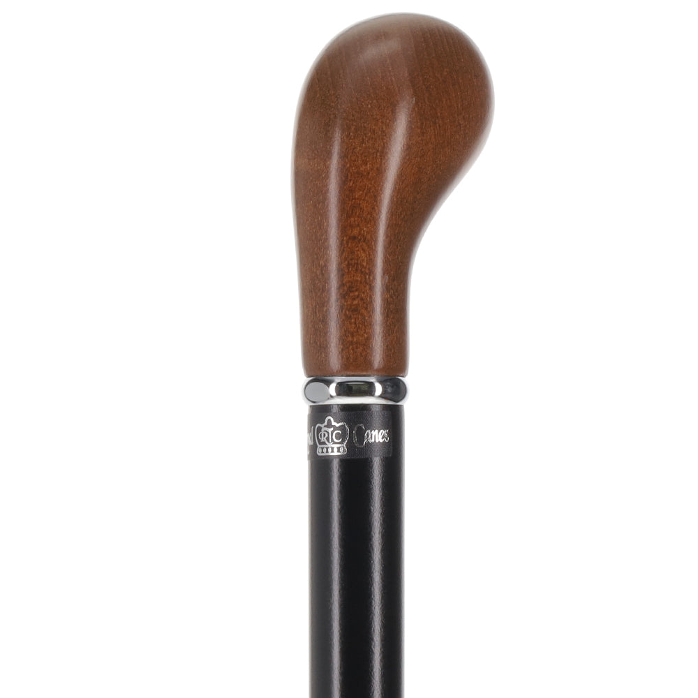 Scratch and Dent Espresso Knob Handle Walking Stick With Black Beechwood Shaft and Silver Collar V2125 Explore