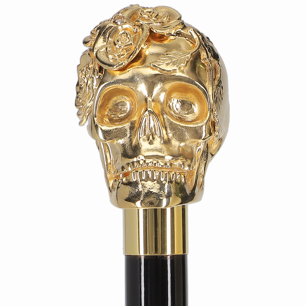 Italian Luxury: Skull with Roses Cane, 24K Gold Plated Top Quality Online